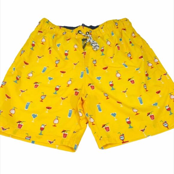 Broken Threads Mixed Drinks Swim Trunks, Yellow - Picture 6 of 6